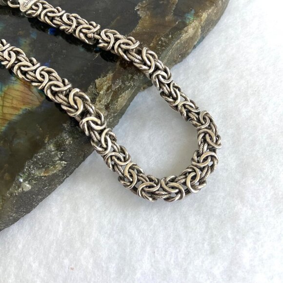 Sterling Silver 925 AK Turkey 6MM Byzantine Birdcage Link Chain Bracelet 7.5" - Picture 15 of 16